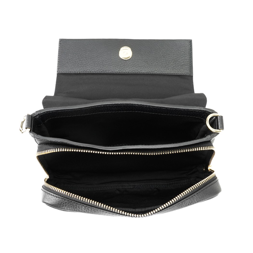 Nikoo Siyah Kadın Deri Çapraz Omuz Çantası