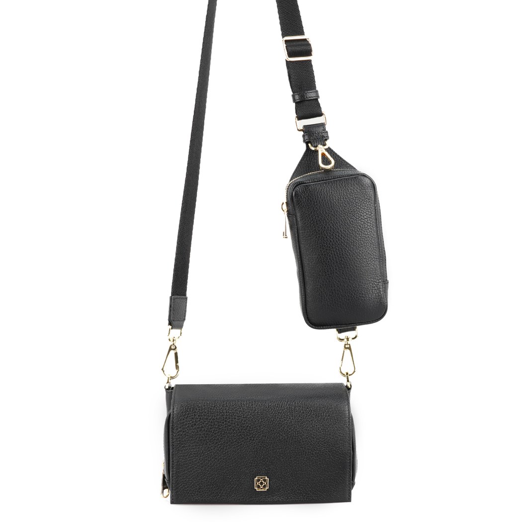 Nikoo Siyah Kadın Deri Çapraz Omuz Çantası