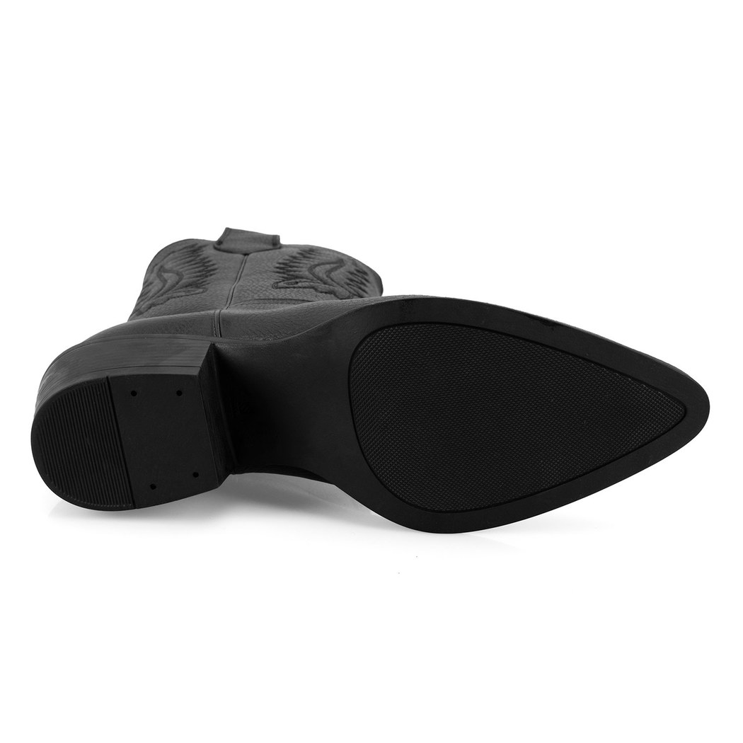 Noa Siyah Kadın Desenli Deri Kovboy Çizmesi