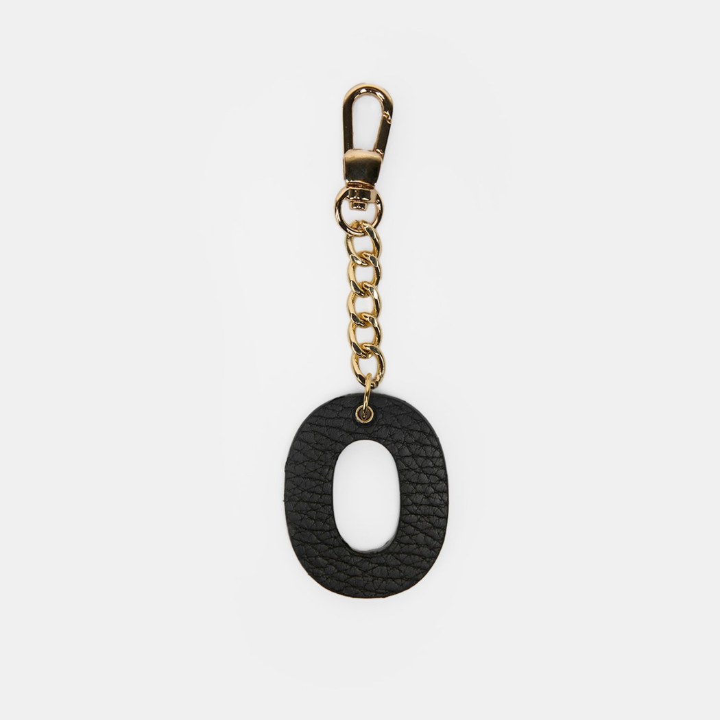 O Harfi Siyah Hakiki Deri Charm Anahtarlık