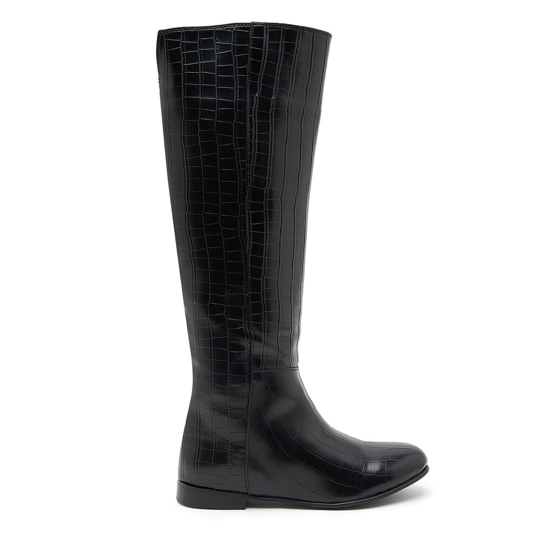 Ole Siyah Kadın Kroko Baskılı Çizme