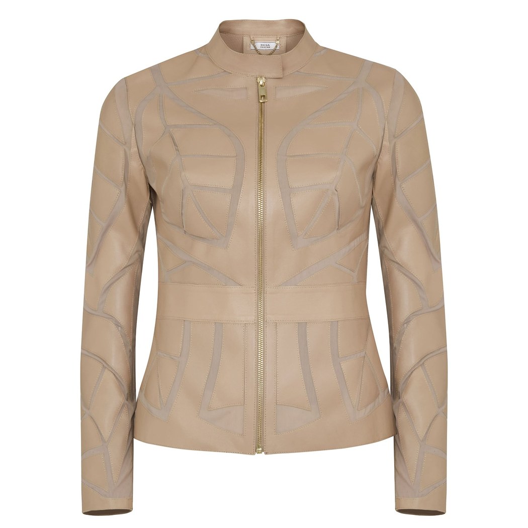 Origa Kadın Yaprak Panelli Deri Ceket