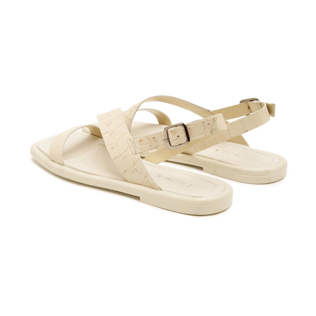 Ornella Beyaz Kadın Kroko Baskılı Deri Sandalet