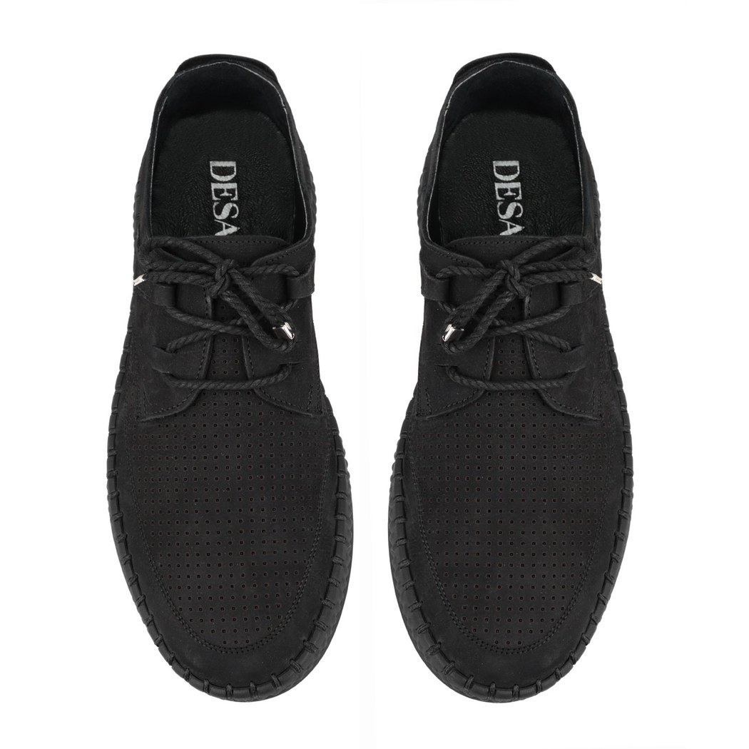 Oscar Siyah Erkek Bağcıklı Deri Espadril