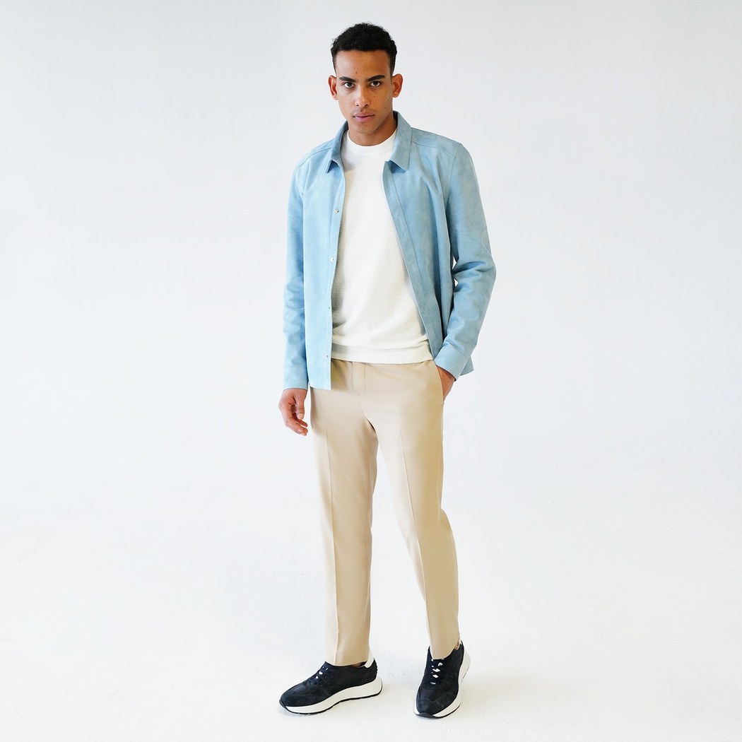 Osvaldo Mavi Erkek Süet Gömlek