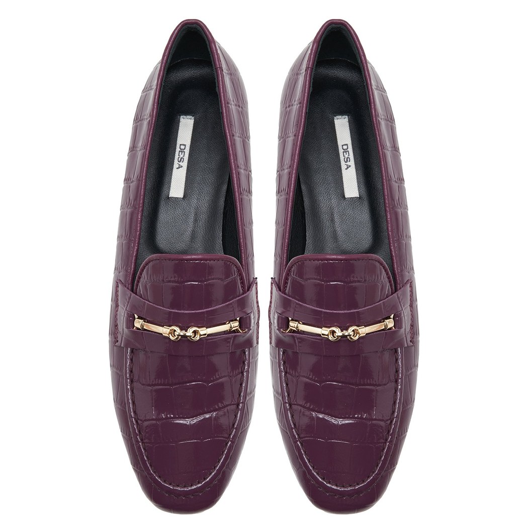 Palmera Mürdüm Kadin Deri Loafer Günlük Ayakkabi