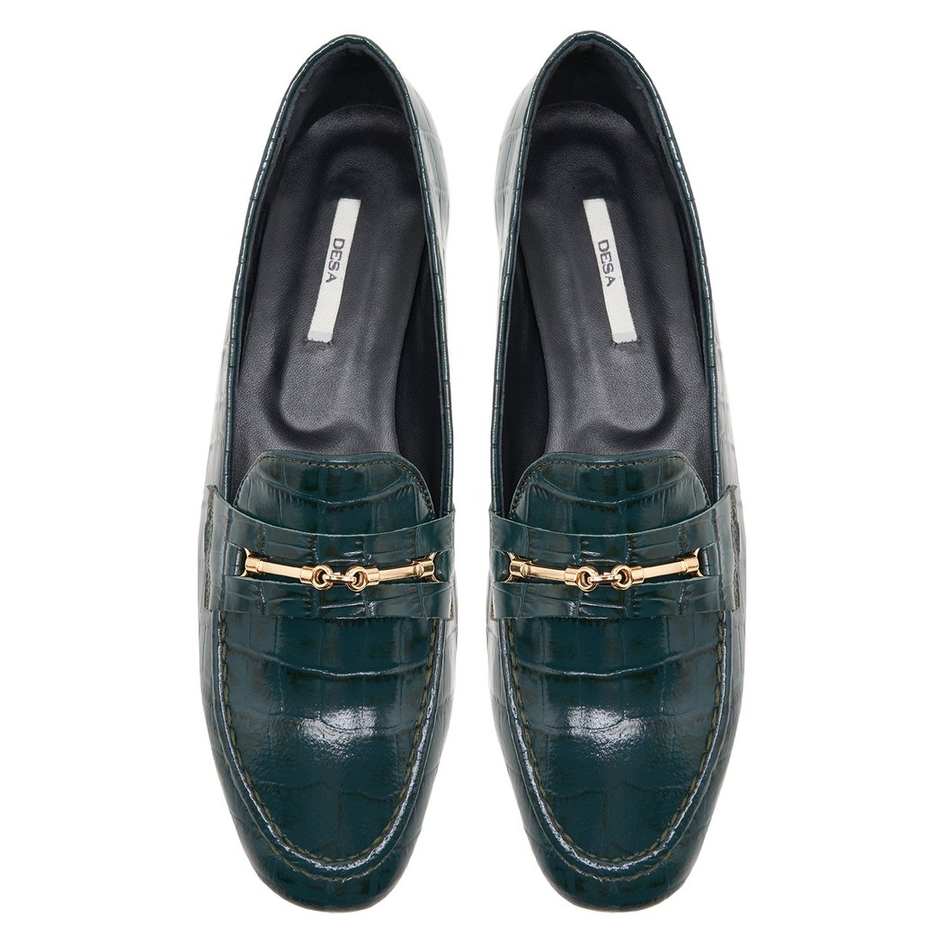 Palmera Yeşil Kadin Deri Loafer Günlük Ayakkabi