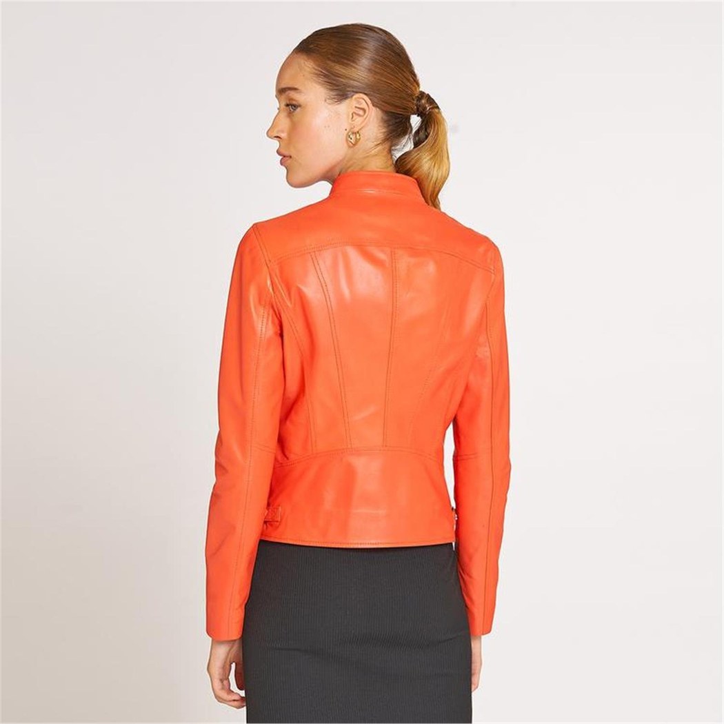 Paride Turuncu Kadın Deri Ceket