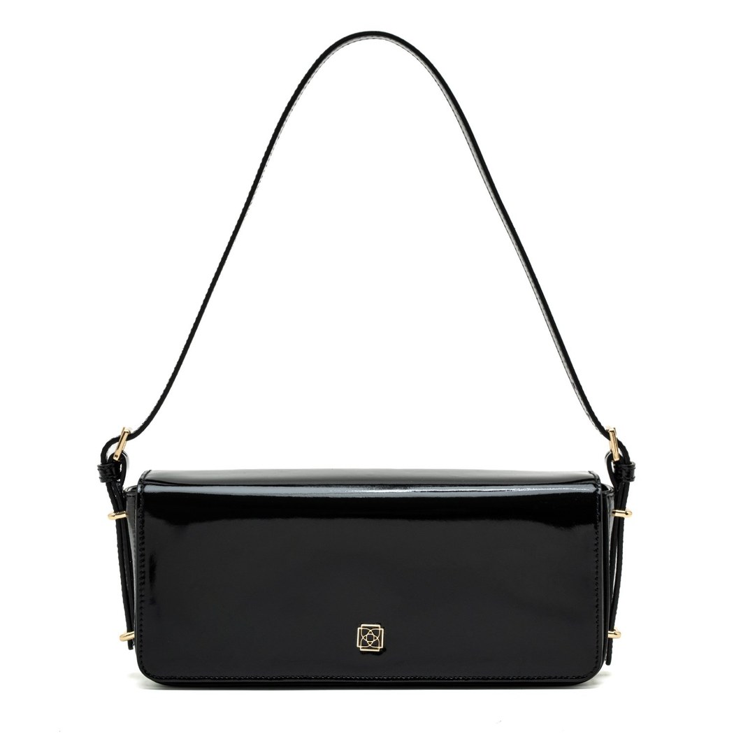 Patrice Siyah Kadın Rugan Deri El Çantası