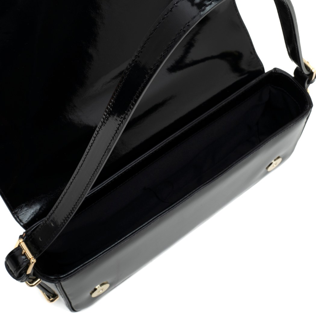 Patrice Siyah Kadın Rugan Deri El Çantası