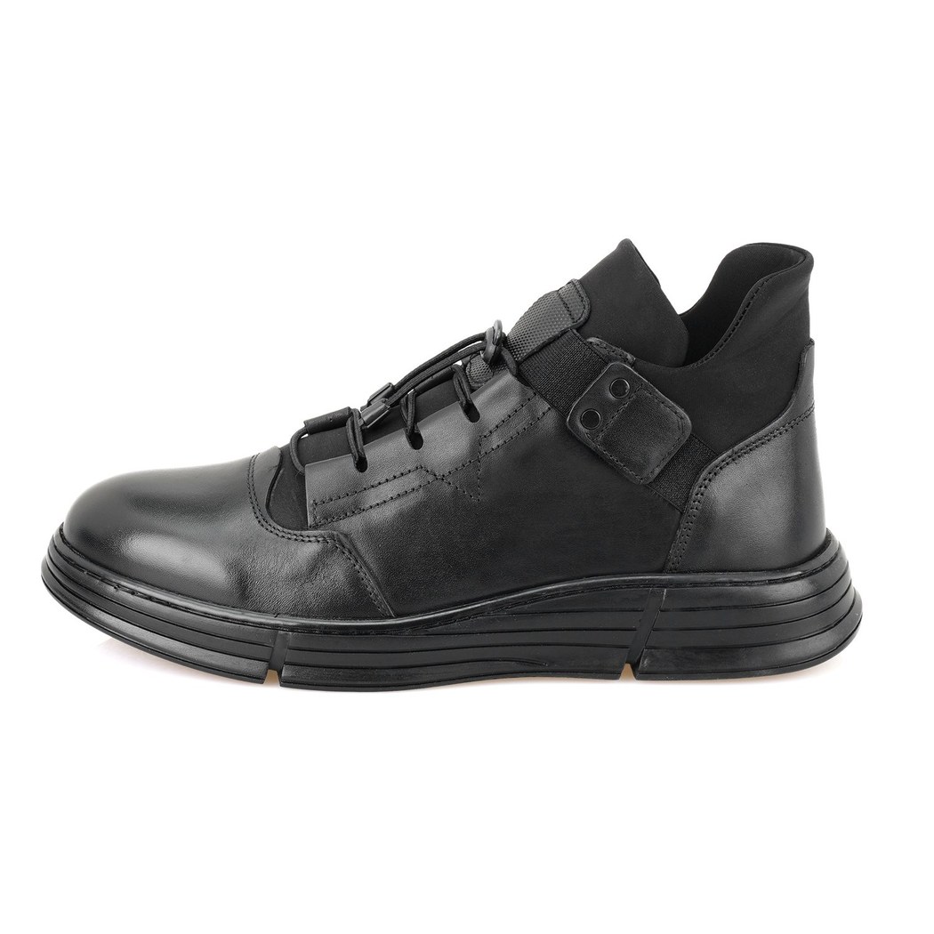 Pavel Siyah Erkek Bağcıklı Deri Bot