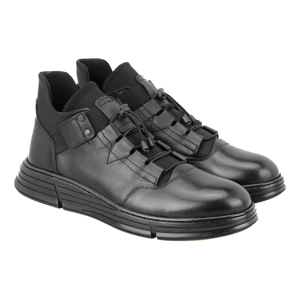 Pavel Siyah Erkek Bağcıklı Deri Bot