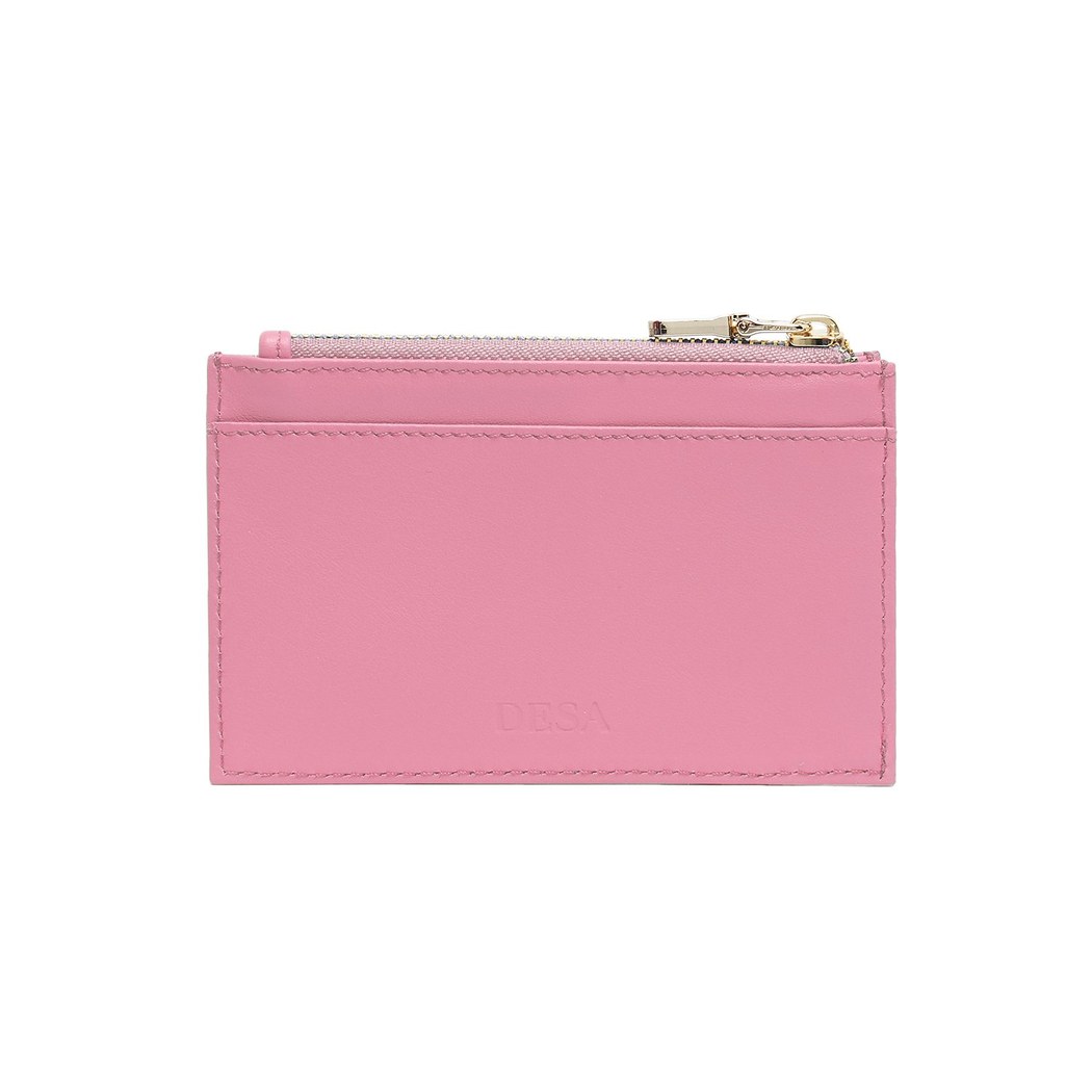Pembe Fermuarlı Deri Kartlık