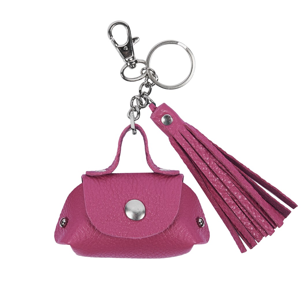 Pembe Mini Deri Anahtarlık