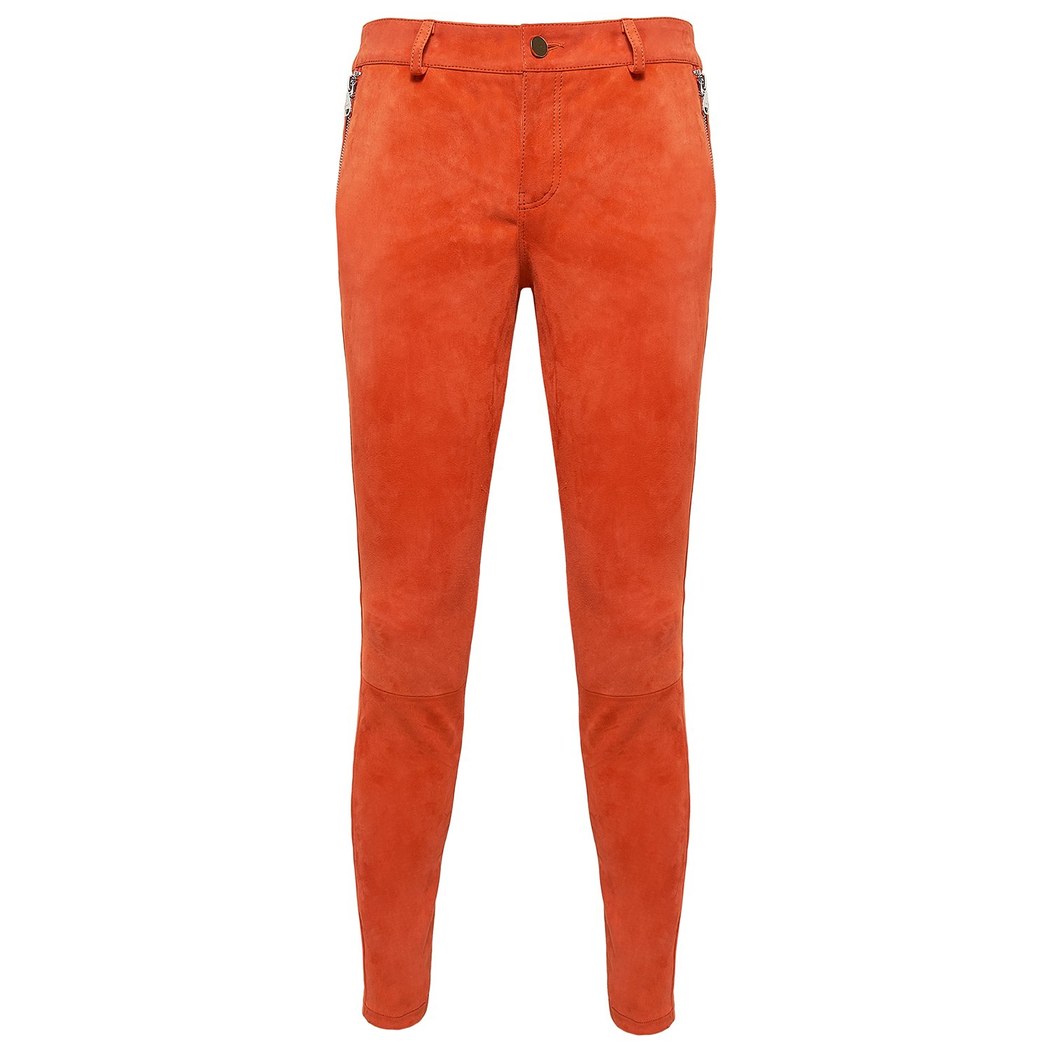 Pembe Roisin Kadın Stretch Deri Pantolon