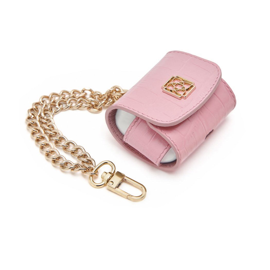 Pembe Zincir Detaylı Deri Airpods Pro Kılıfı