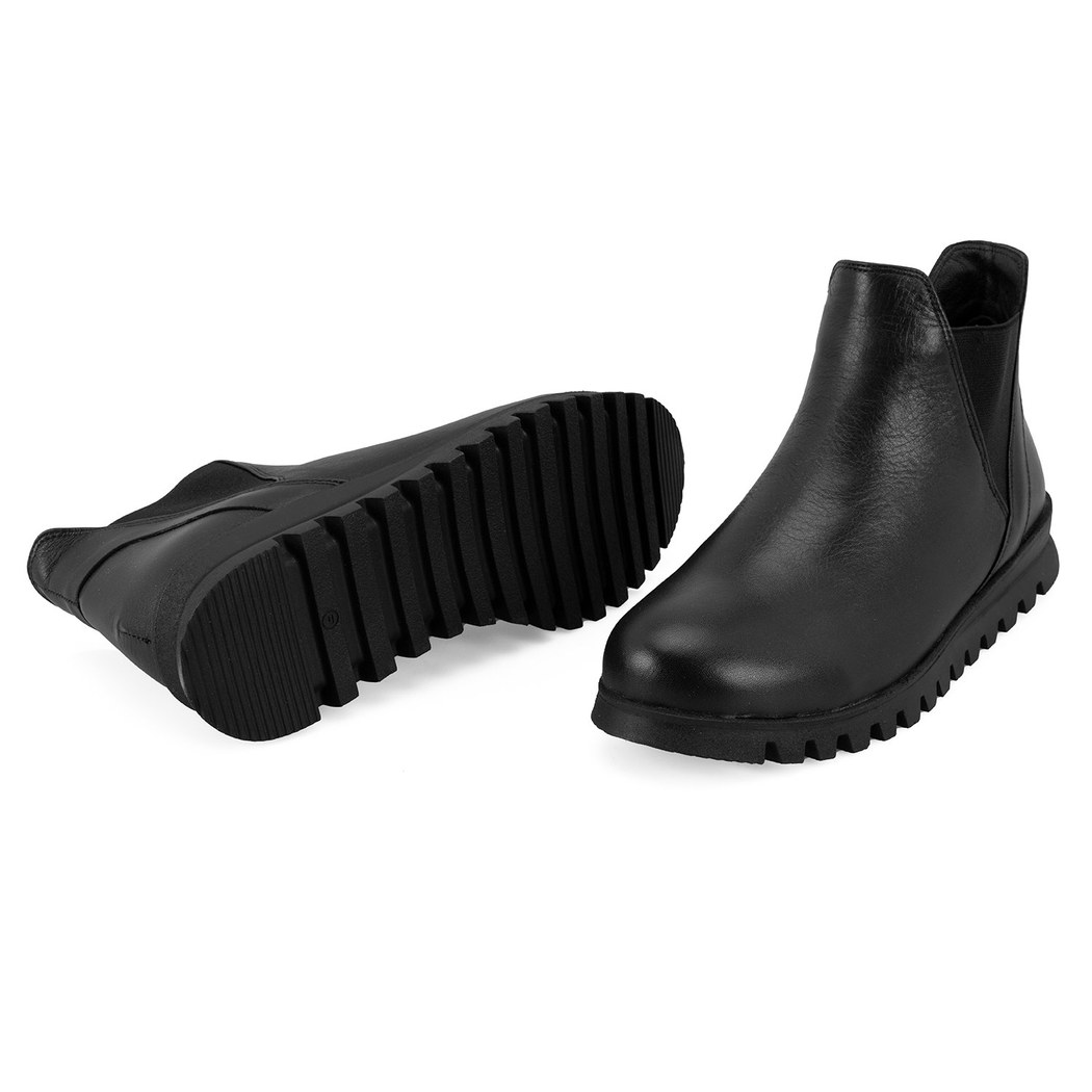 Phoebe Siyah Kadın DesaComfort Lastikli Deri Bot