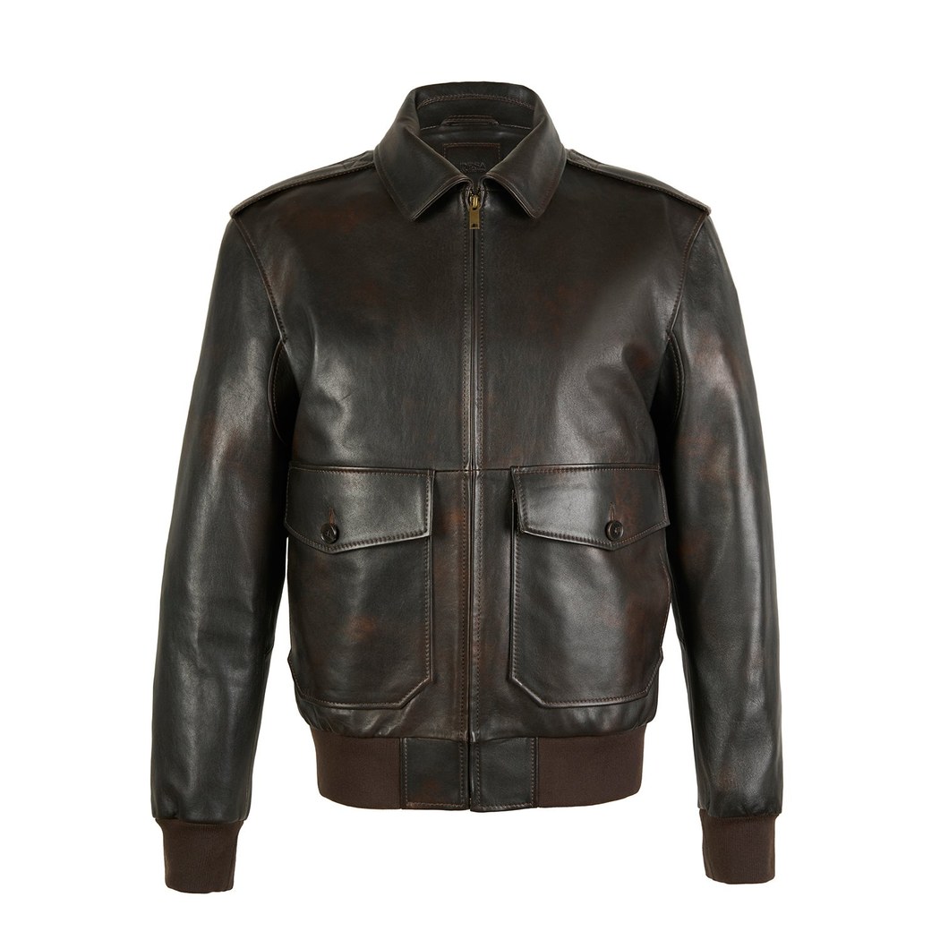 Piero Koyu Gri Erkek Deri Bomber Ceket