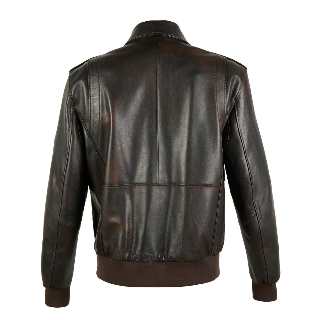 Piero Koyu Gri Erkek Deri Bomber Ceket