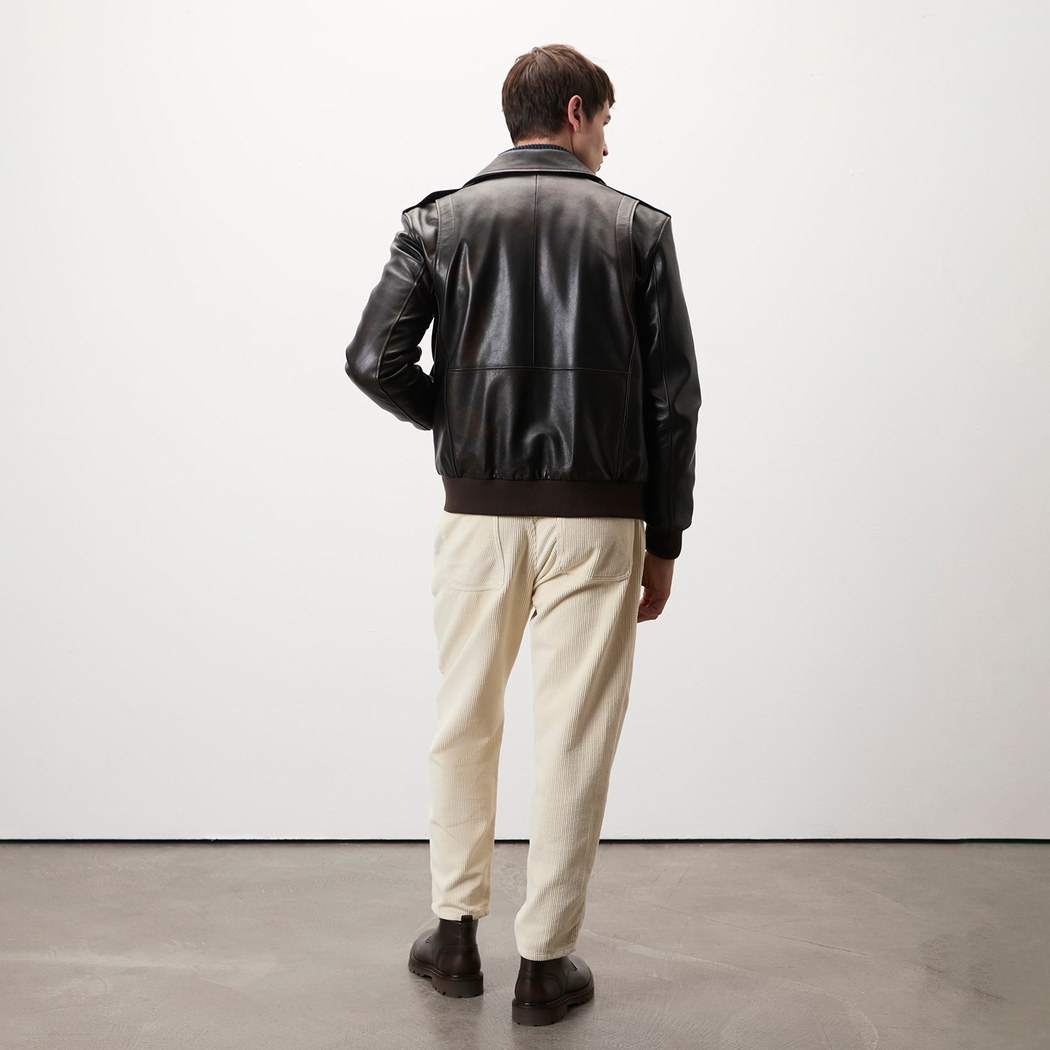 Piero Koyu Gri Erkek Deri Bomber Ceket