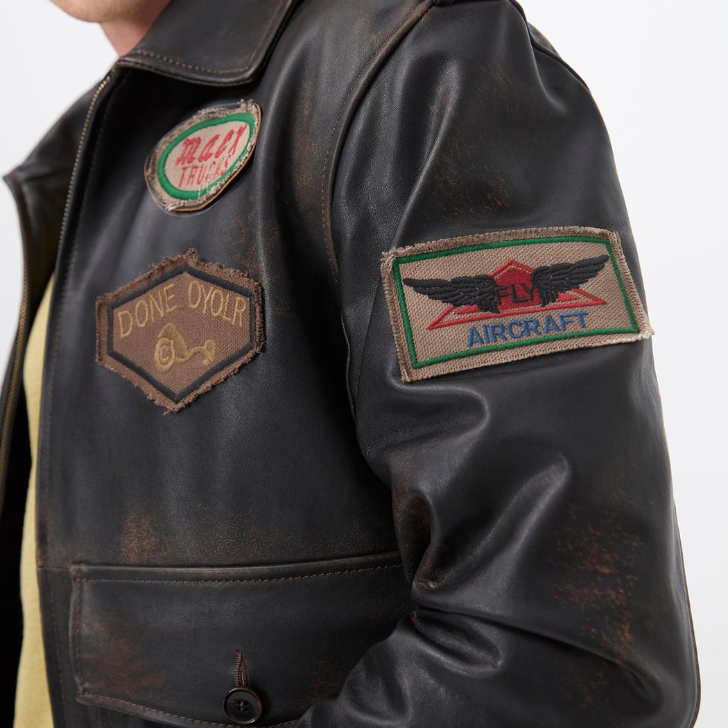 Piero Koyu Kahve Erkek Vintage Deri Biker Ceket