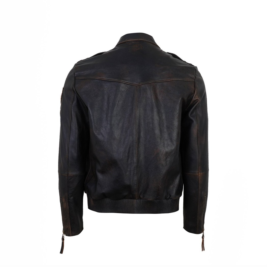 Pietto Kahve Erkek Vintage Deri Biker Ceket