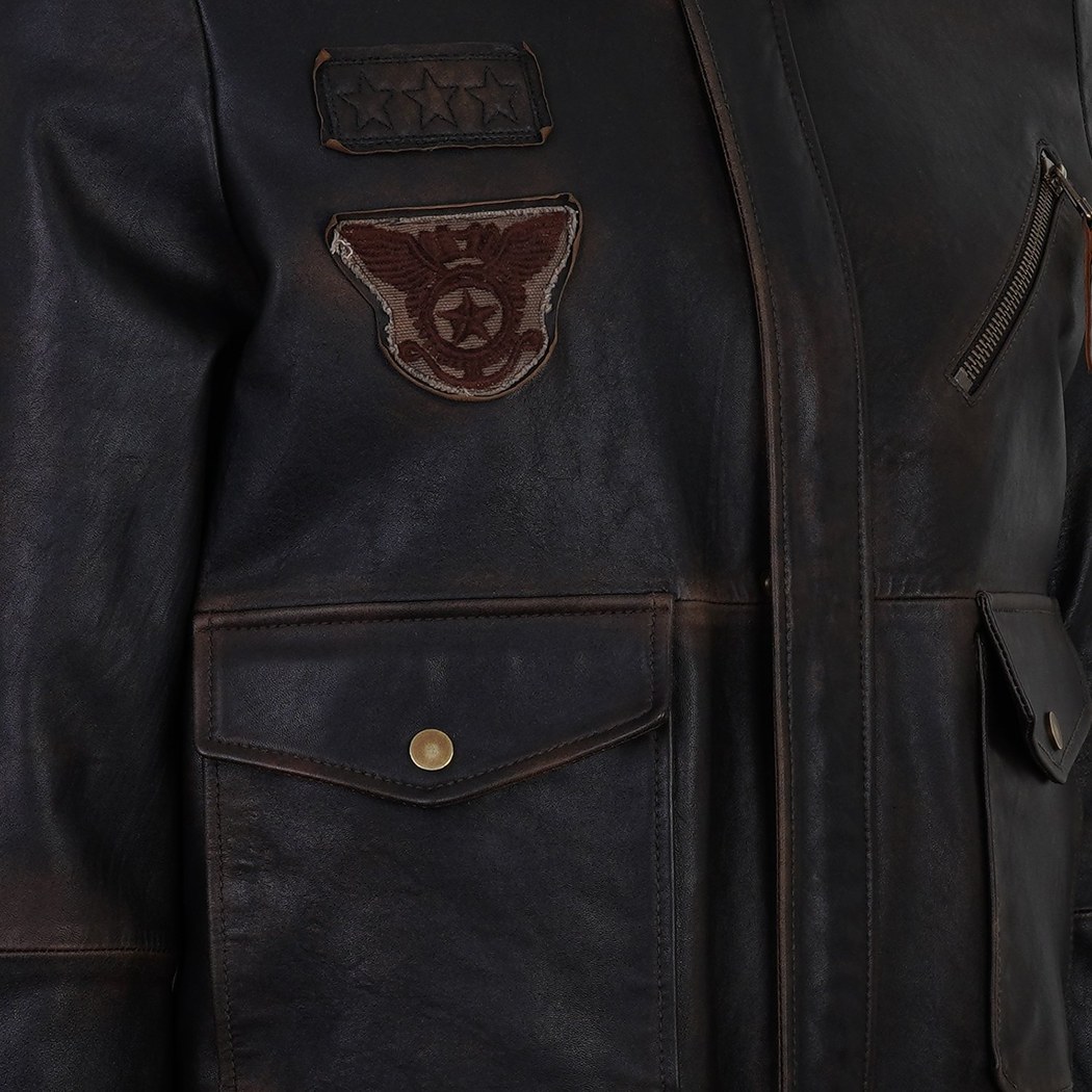 Pietto Kahve Erkek Vintage Deri Biker Ceket