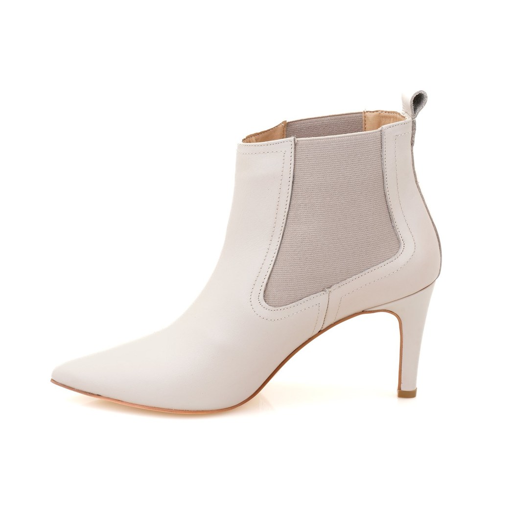 Pilar Ekru Kadın Deri Topuklu Bot