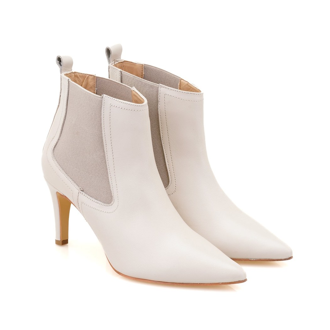 Pilar Ekru Kadın Deri Topuklu Bot