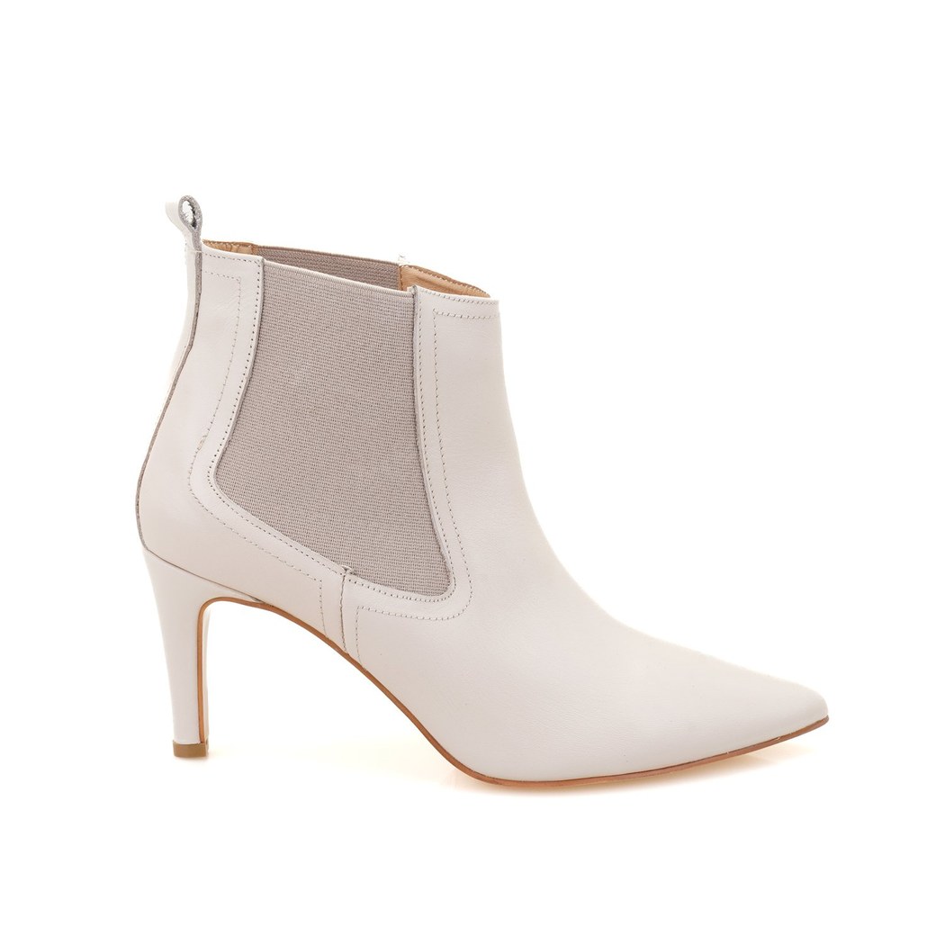 Pilar Ekru Kadın Deri Topuklu Bot