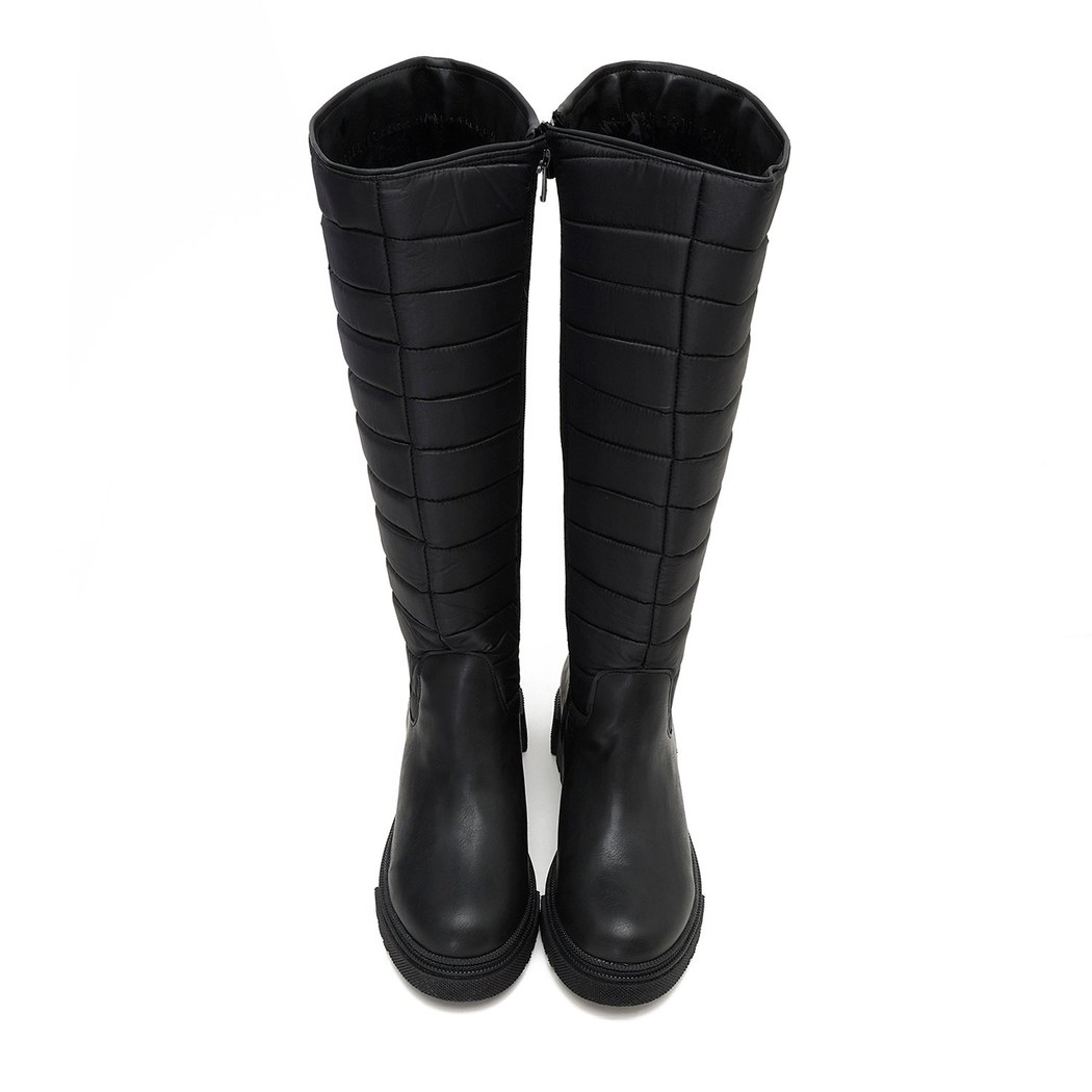 Plane Siyah Kadın Kapitone Çizme