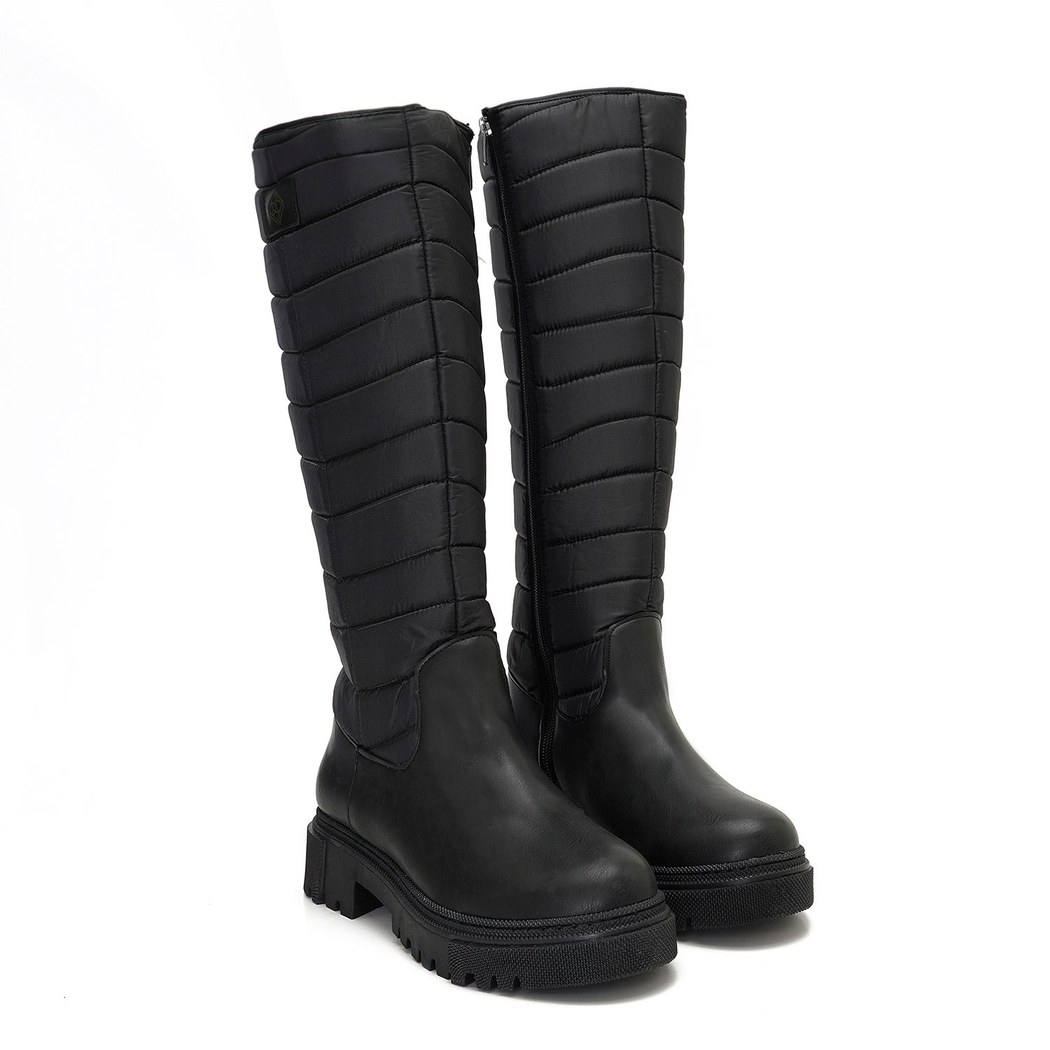 Plane Siyah Kadın Kapitone Çizme