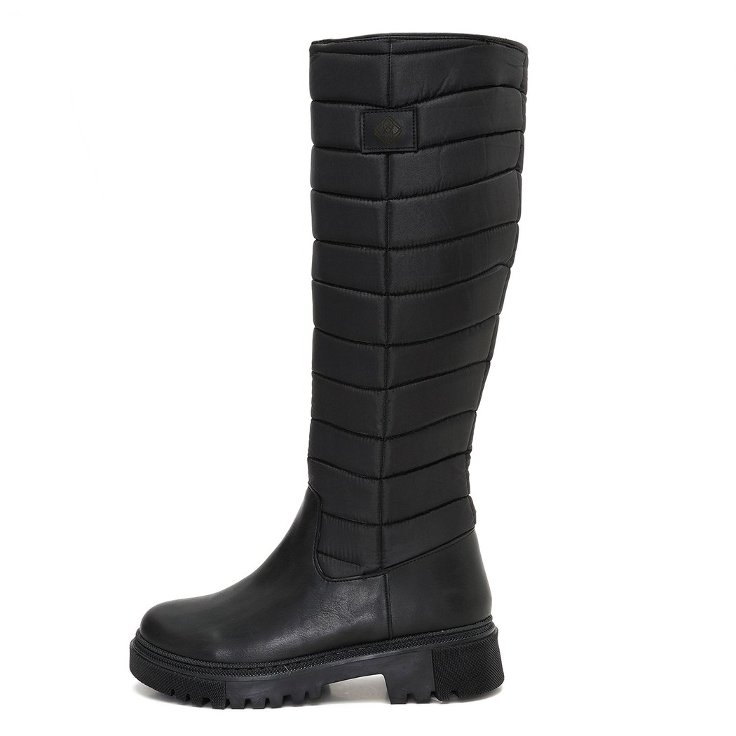 Plane Siyah Kadın Kapitone Çizme