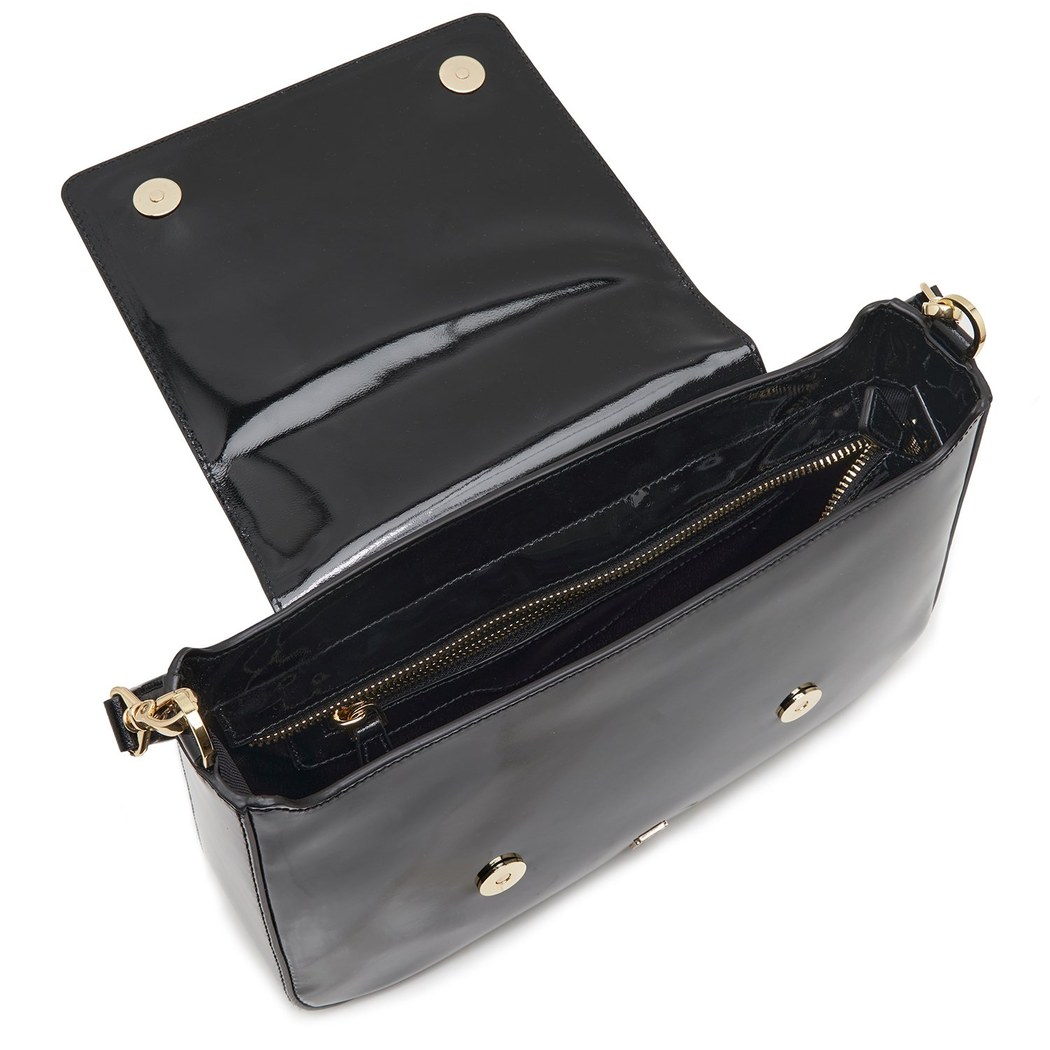 Poppy Siyah Kadın Rugan Deri Omuz Çantası 