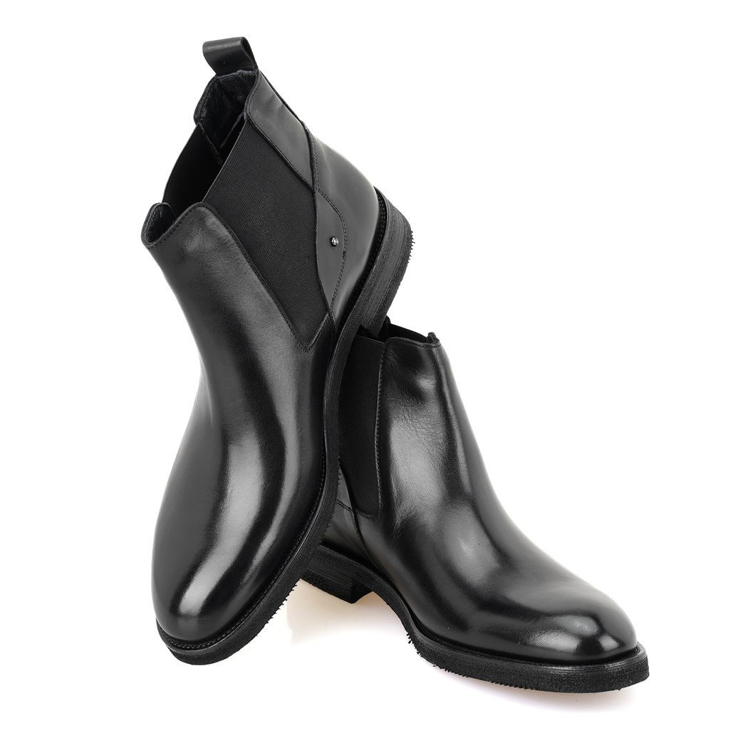 Pravin Siyah Erkek Lastikli Deri Chelsea Bot
