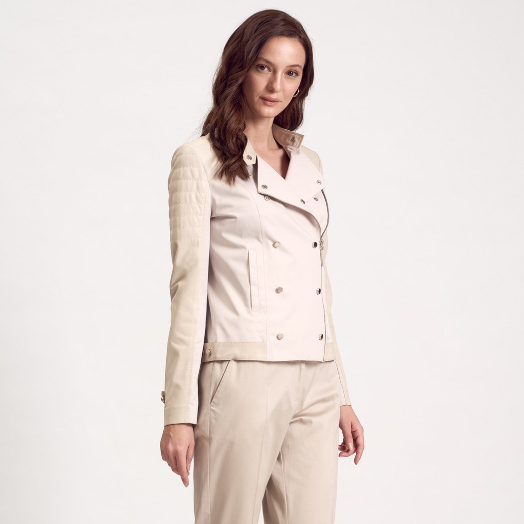 Pudra Kadın Biker Ceket