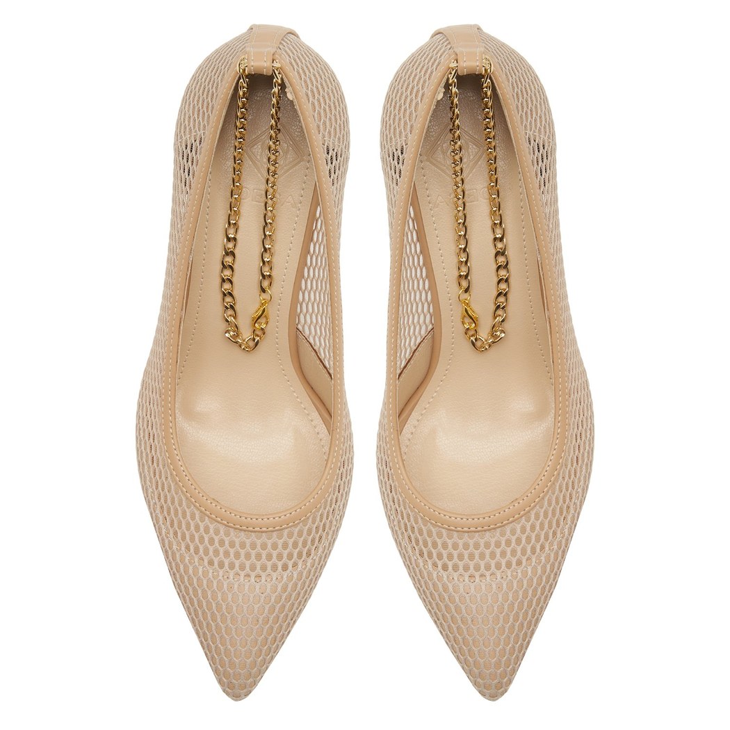 Pudra Karla Kadın Zincir Detaylı Klasik Ayakkabı