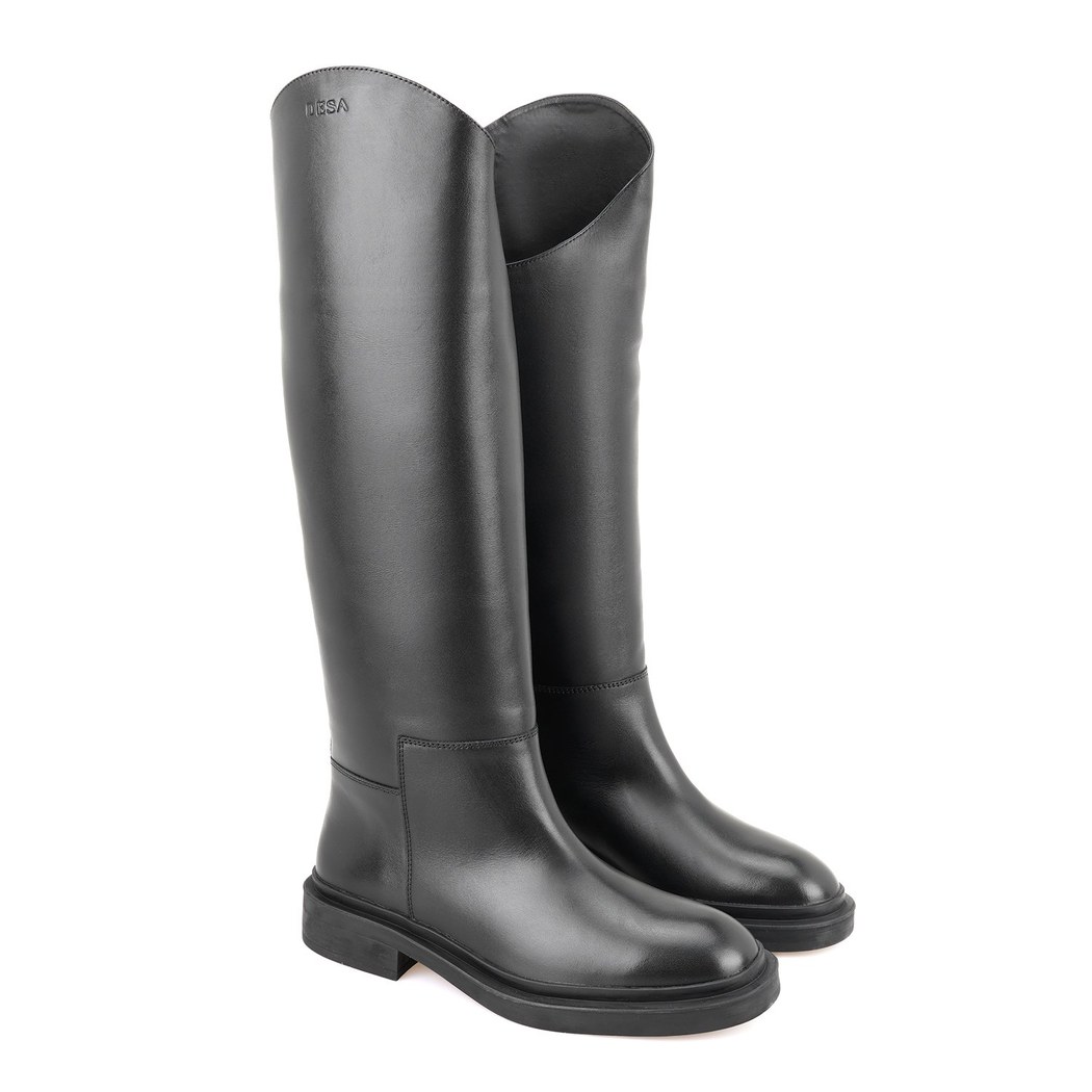 Rebeca Siyah Kadın Deri Binici Çizmesi