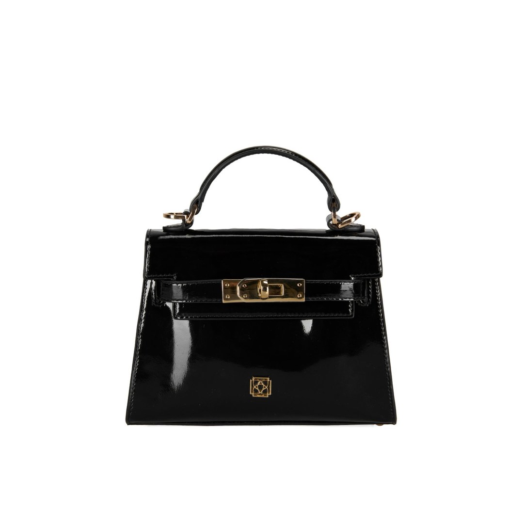 Rebeni Siyah Kadın Rugan El Çantası