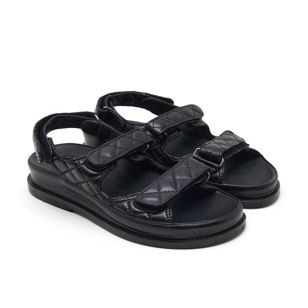 Reese Siyah Kadın Deri Sandalet