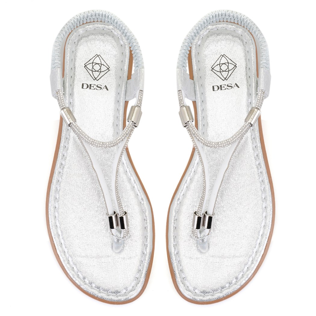 Regan Beyaz Kadın Parlak Taş Detaylı Parmak Arası Sandalet