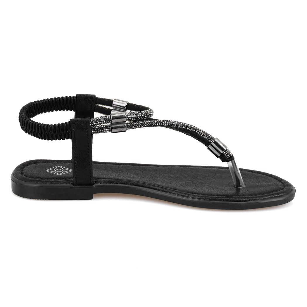 Regan Siyah Kadın Parlak Taş Detaylı Parmak Arası Sandalet