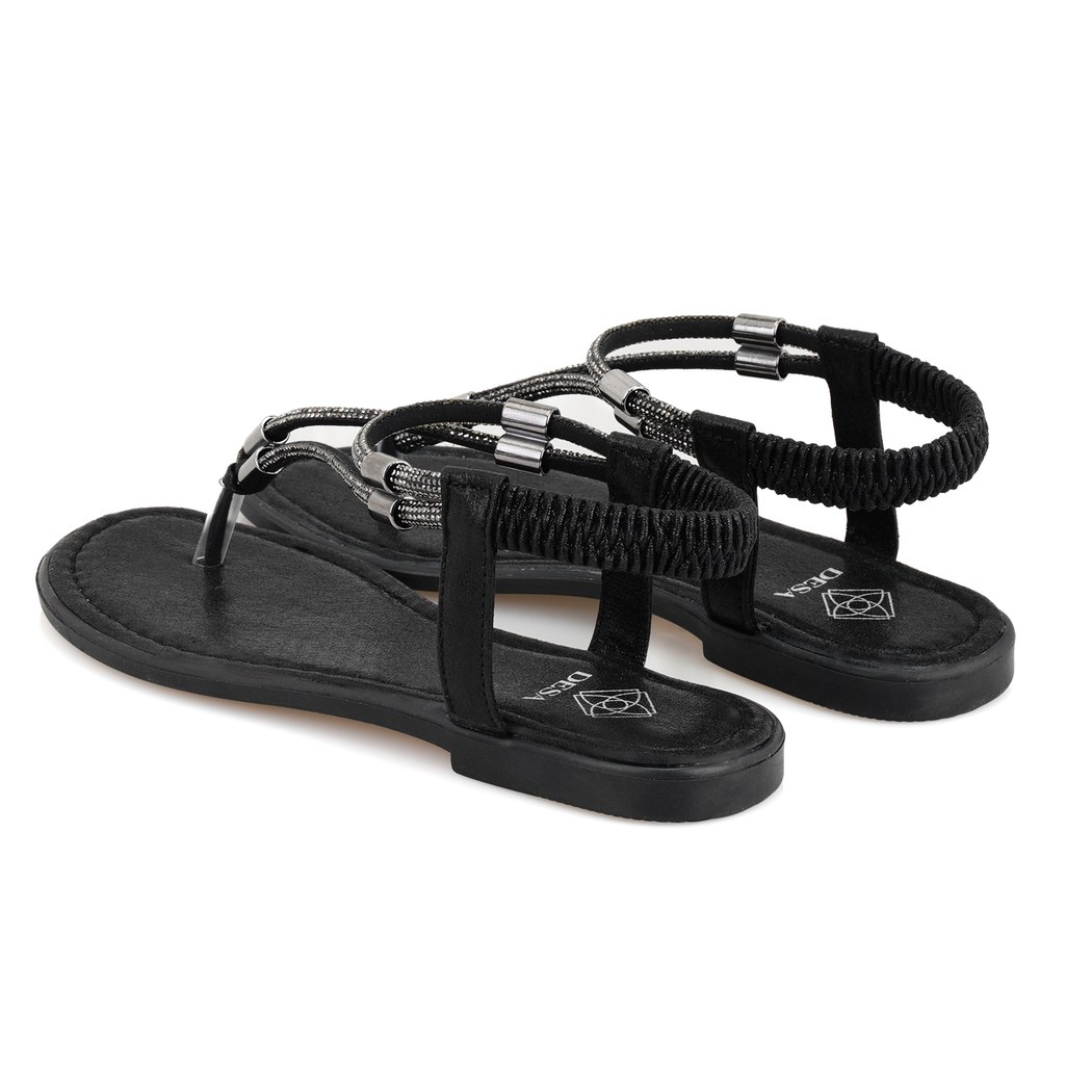 Regan Siyah Kadın Parlak Taş Detaylı Parmak Arası Sandalet