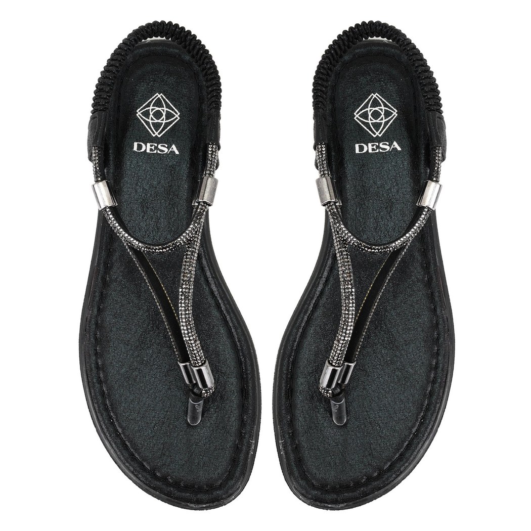 Regan Siyah Kadın Parlak Taş Detaylı Parmak Arası Sandalet