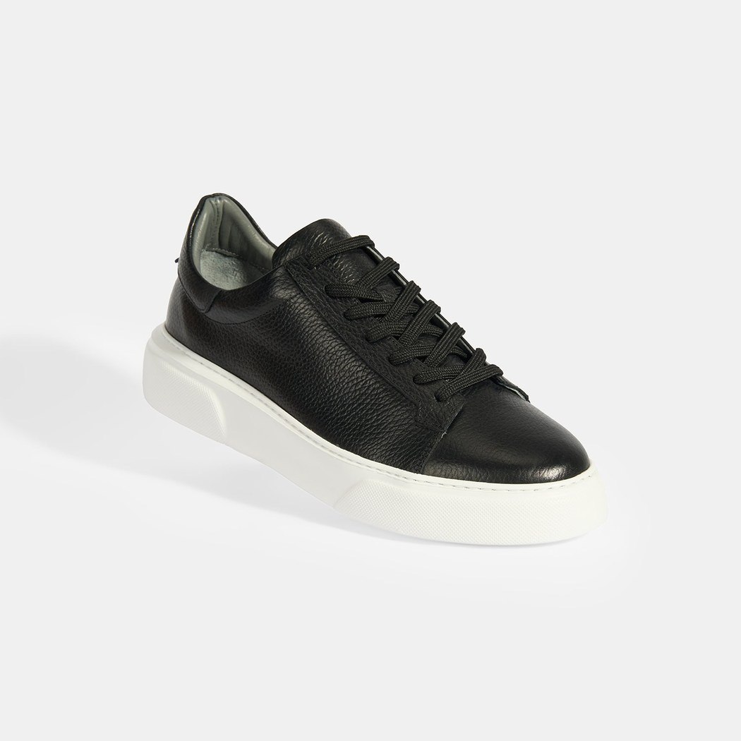 Reminya Siyah Erkek Deri Bağcıklı Günlük Ayakkabı