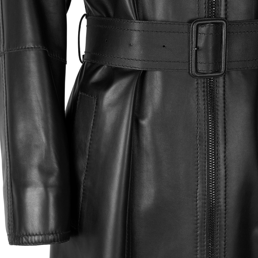 Richelle Siyah Kadın Deri Trençkot