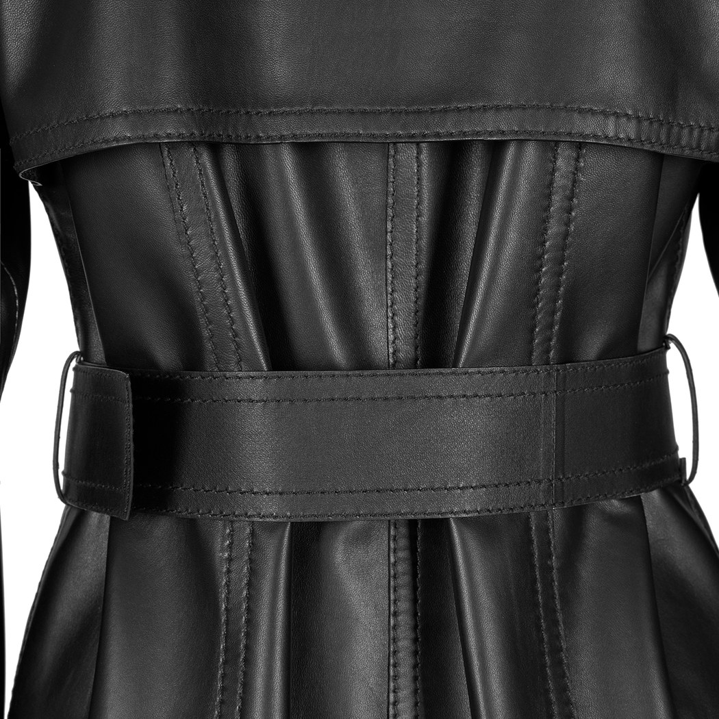 Richelle Siyah Kadın Deri Trençkot