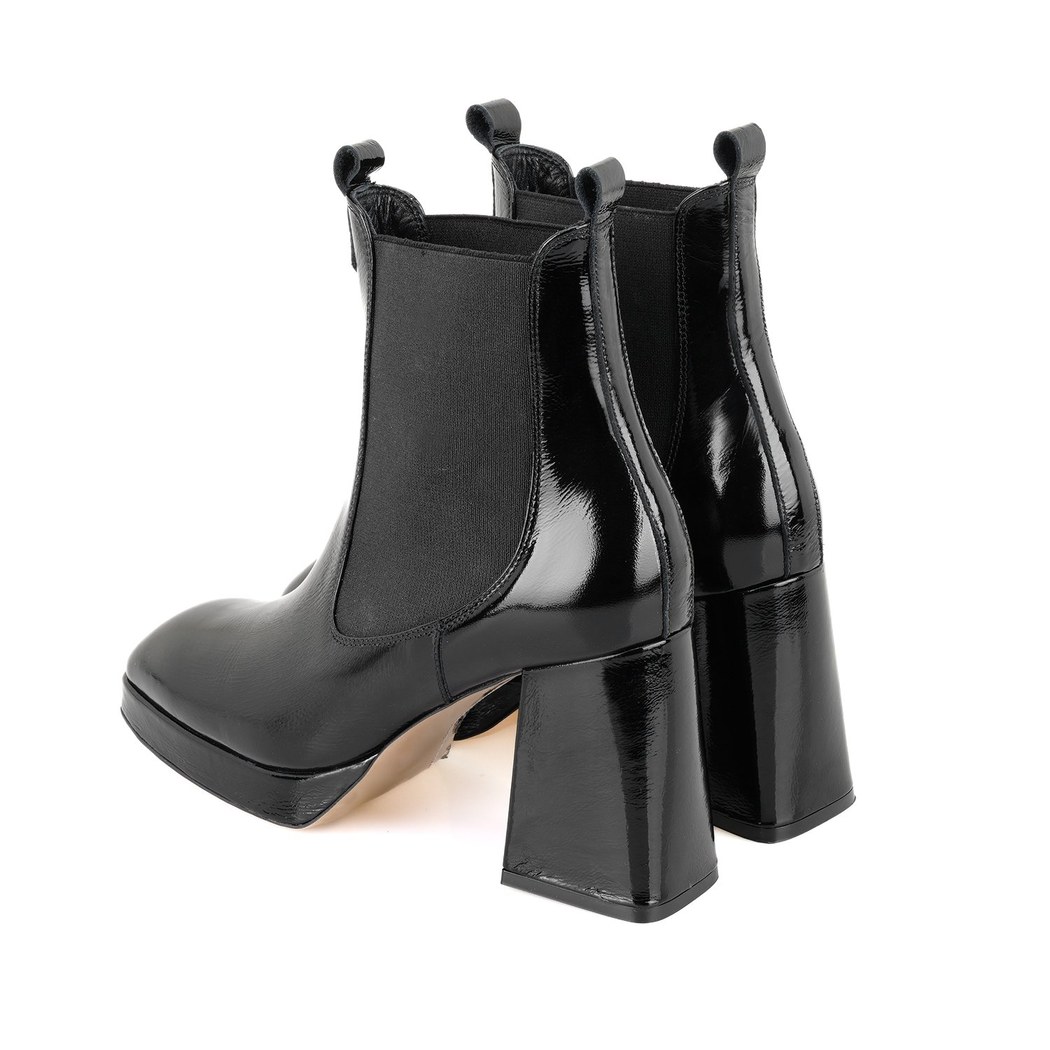 Rosemary Siyah Kadın Lastikli Topuklu Deri Bot