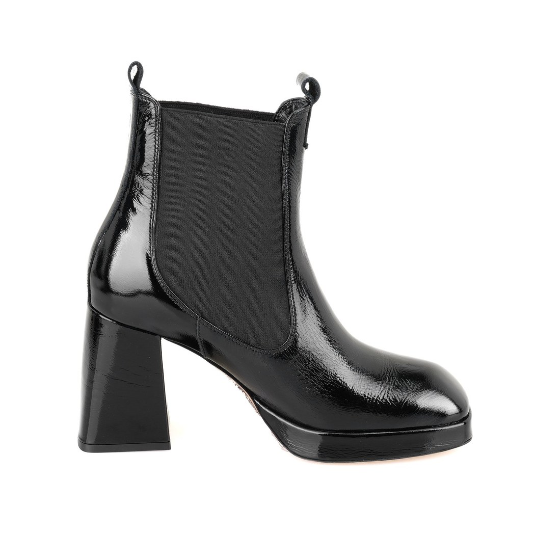 Rosemary Siyah Kadın Lastikli Topuklu Deri Bot