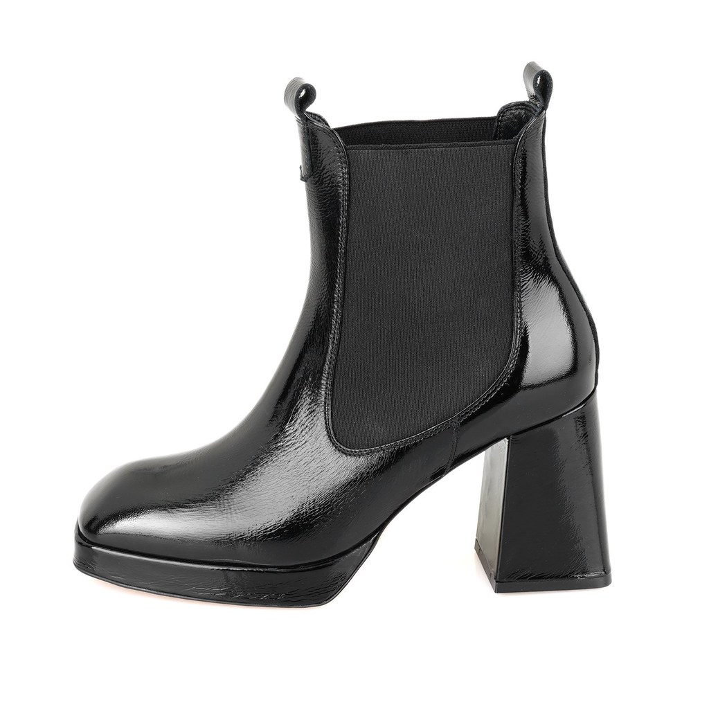 Rosemary Siyah Kadın Lastikli Topuklu Deri Bot